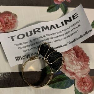 Gold Wire Wrapped Black Stone Ring